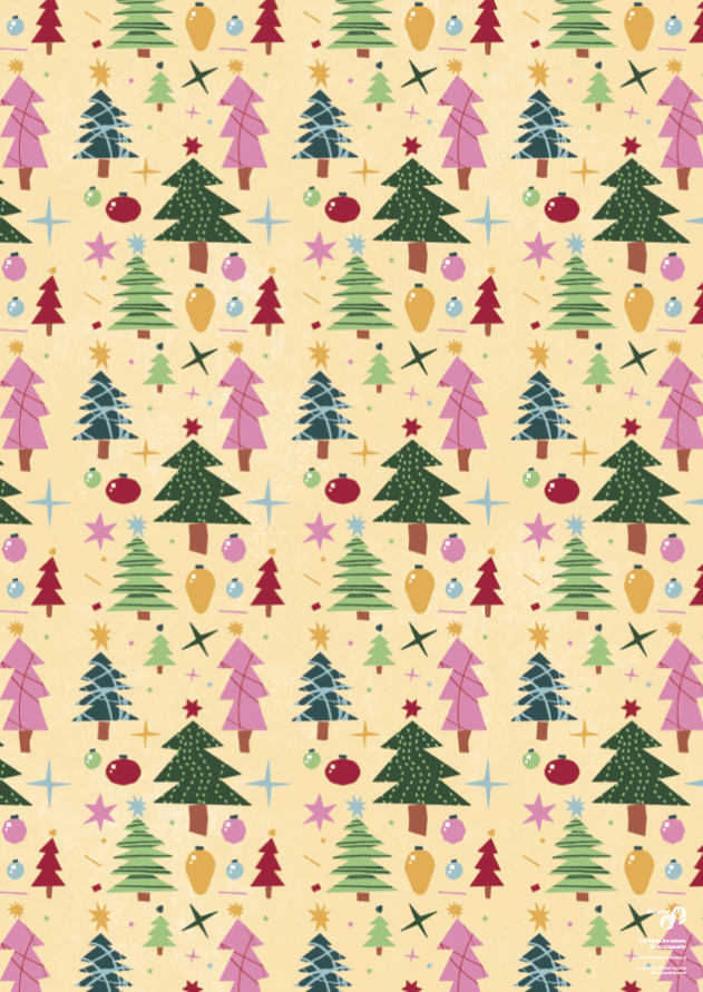 Christmas Tree Yellow Gift Wrap