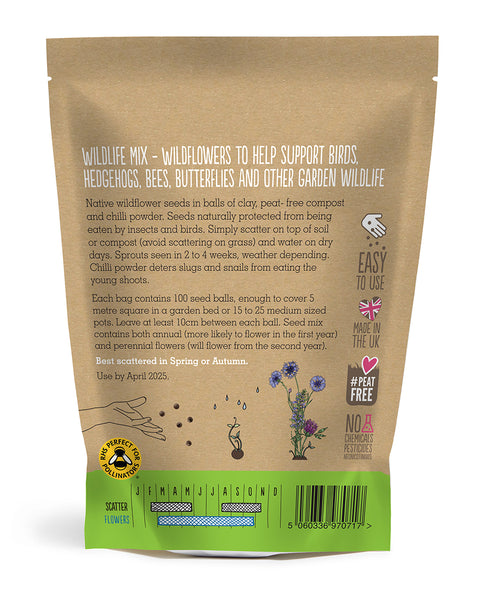 NEW: Wildlife flower mix seed bag - 100 balls | 3000 seeds