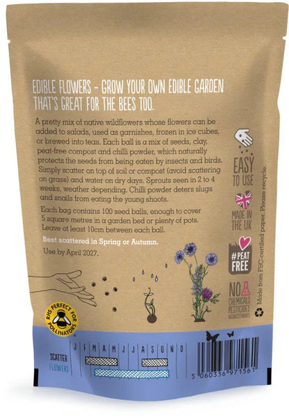 NEW: Edible flowes mix seed bag - 100 balls | 3000 seeds