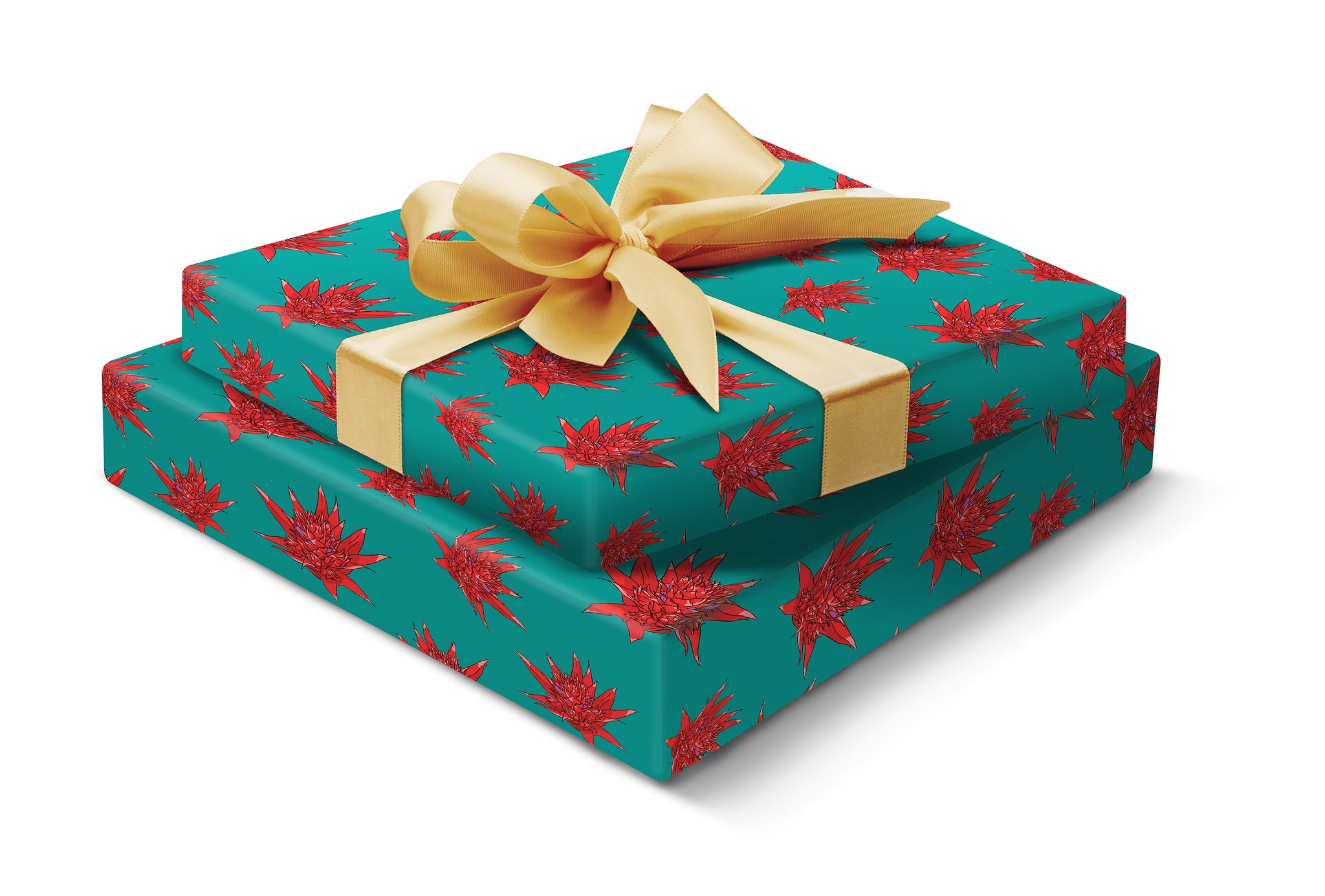 Festive flower gift wrap - green