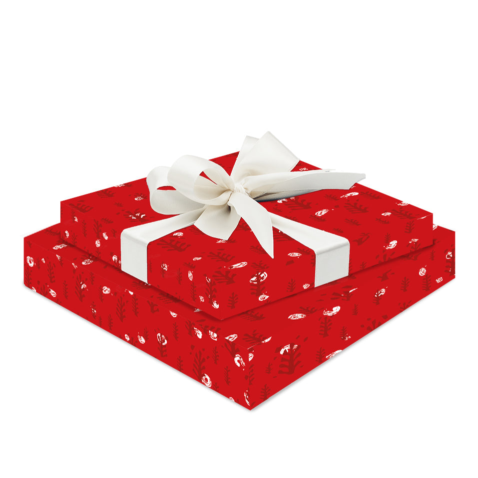 Festive red forest gift wrap