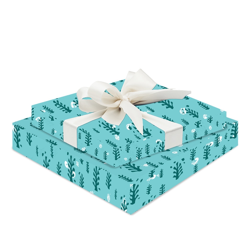 Festive green forest gift wrap